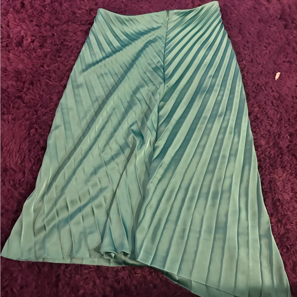 Worthington Teal Pleated Midi Skirt